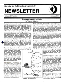 Society for California Archaeology NEWSLETTER