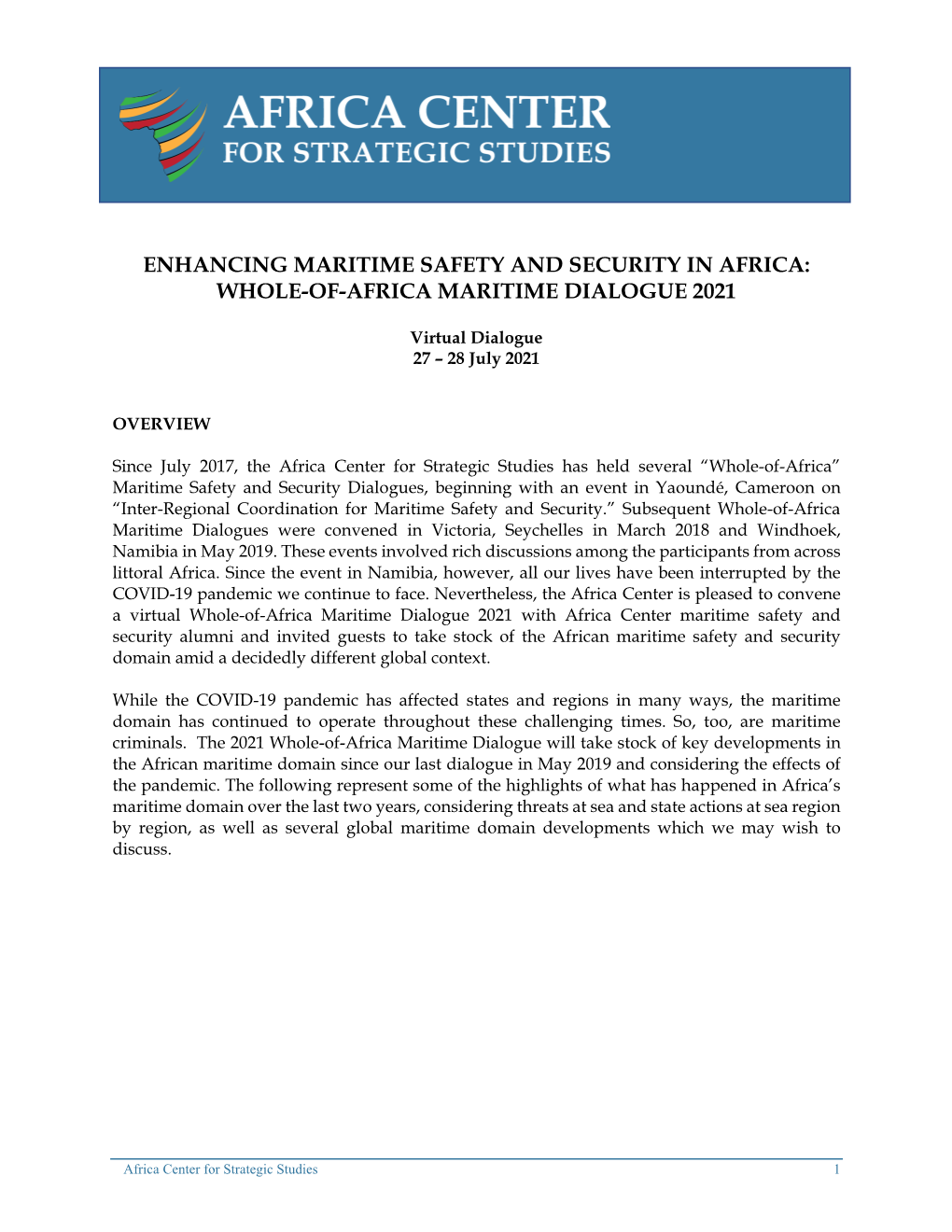 Whole-Of-Africa Maritime Dialogue 2021