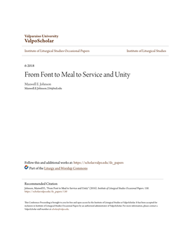 From Font to Meal to Service and Unity Maxwell E