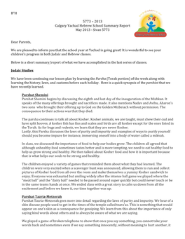 Lesson Plan by Learning the Parsha (Torah Portion) of the Week Along with Learning the History, Laws, and Customs Before Each Holiday