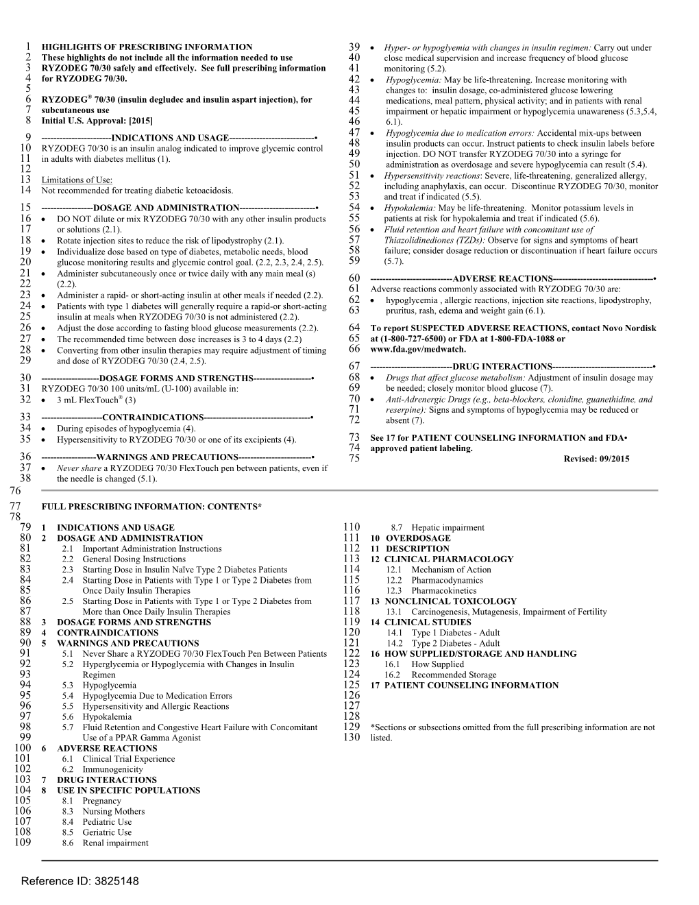 RYZODEG® 70/30 (Insulin Degludec and Insulin Aspart Injection) Label