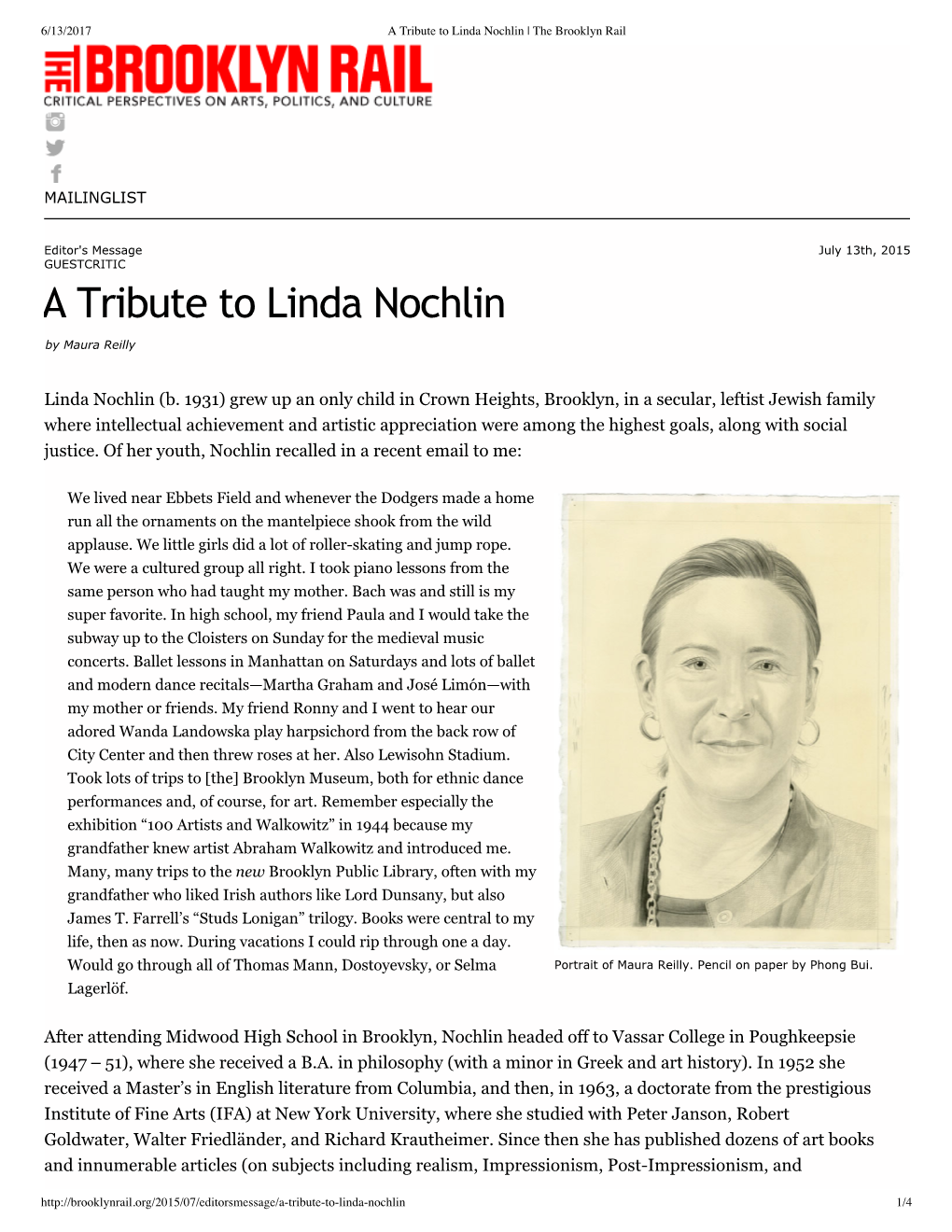 A Tribute to Linda Nochlin | the Brooklyn Rail