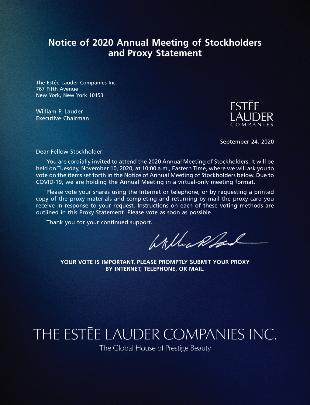 THE EST{E LAUDER COMPANIES INC. the Global House of Prestige Beauty the ESTEE´ LAUDER COMPANIES INC