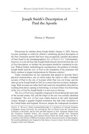 Joseph Smith's Description of Paul the Apostle