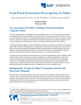 Coal-Fired Generation Overcapacity in China