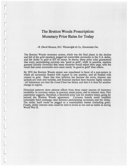 The Bretton Woods Prescription: Monetary Price Rules for Today