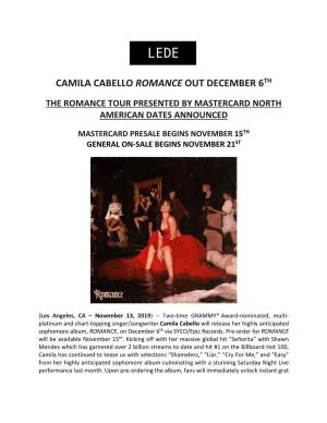 Camila Cabello Romance out December 6Th
