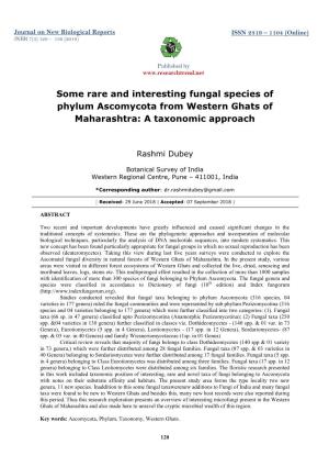Some Rare and Interesting Fungal Species of Phylum Ascomycota from Western Ghats of Maharashtra: a Taxonomic Approach