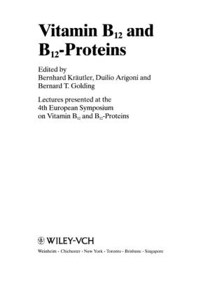 Vitamin B, and B,-Proteins Edited by Bernhard Krautler, Duilio Arigoni and Bernard T