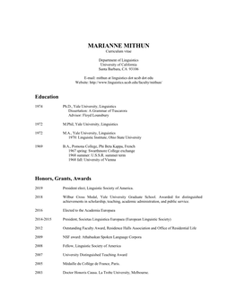 MARIANNE MITHUN Curriculum Vitae
