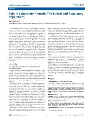 Pain in Laboratory Animals: the Ethical and Regulatory Imperatives