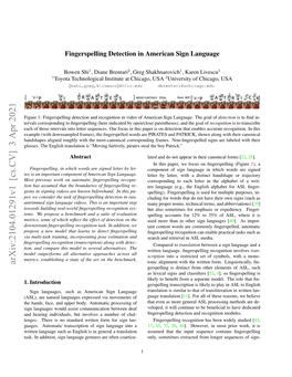 Fingerspelling Detection in American Sign Language