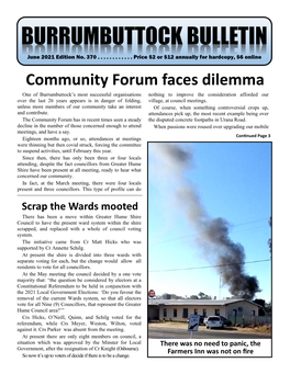 Community Forum Faces Dilemma