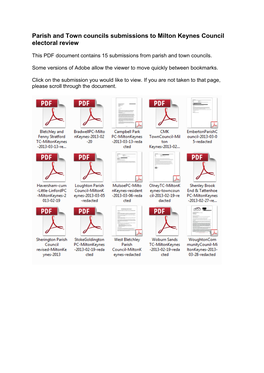 Parish and Town Councils Submissions to Milton Keynes Council Electoral Review