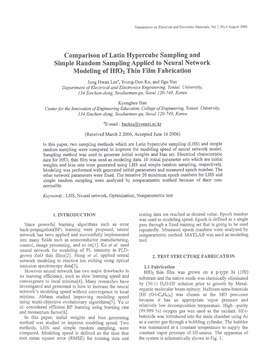 Comparison of Latin Hypercube Sampling and Simple Random Sampling Applied to Neural Network Modeling of Hfoz Thin Film Fabrication