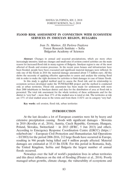 Flood Risk Assessment in Connection with Ecosystem Services in Smolyan Region, Bulgaria