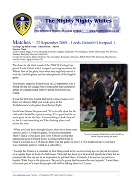 Matches – 22 September 2009 – Leeds United 0