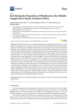 Soil Hydraulic Properties of Plinthosol in the Middle Yangtze River Basin, Southern China