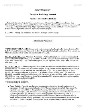 Extension Toxicology Network Pesticide Information Profiles