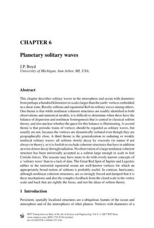 CHAPTER 6 Planetary Solitary Waves