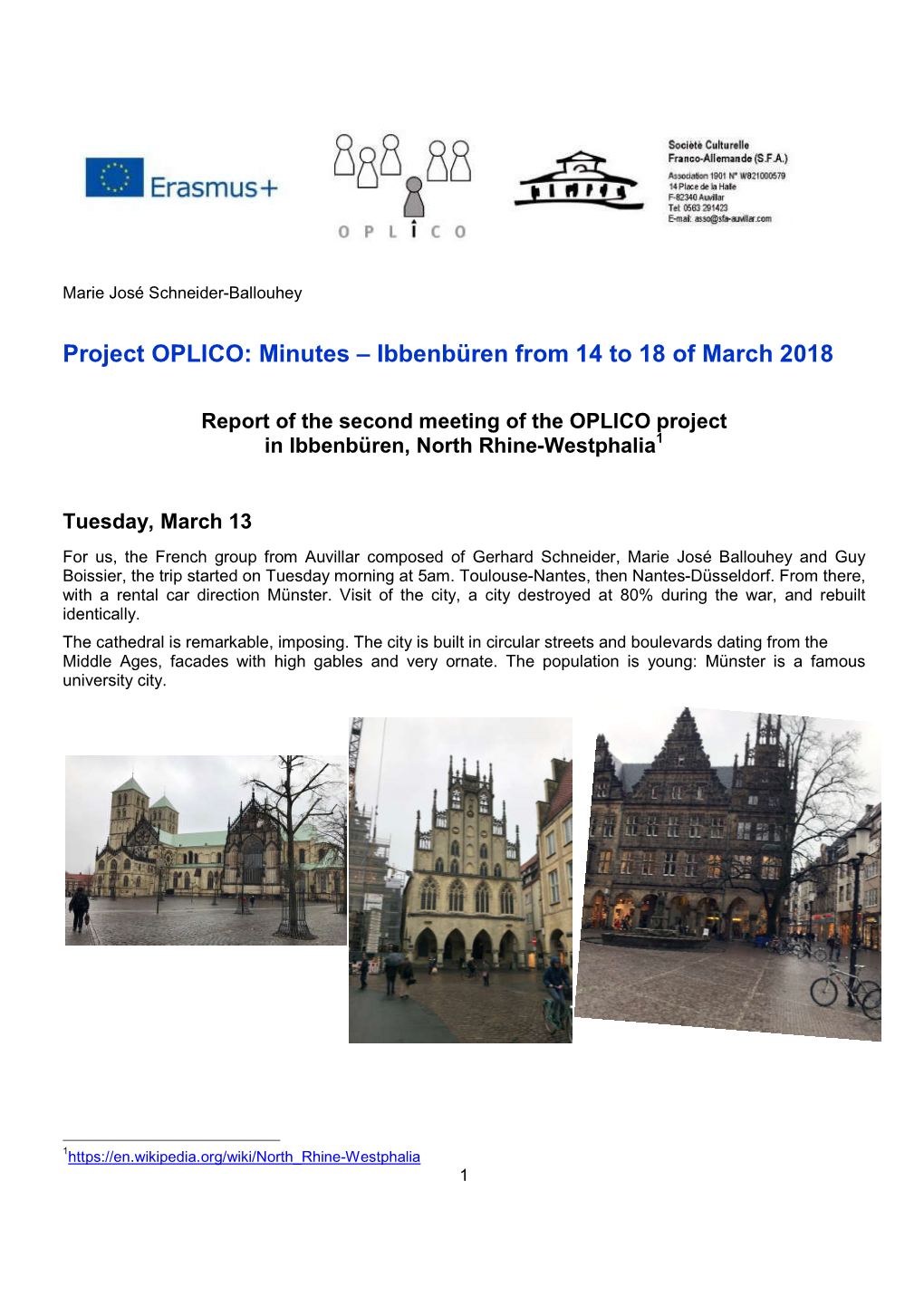 Project OPLICO: Minutes – Ibbenbüren from 14 to 18 of March 2018