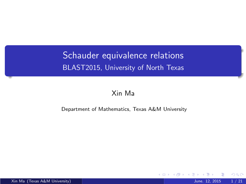 Schauder Equivalence Relations BLAST2015, University of North Texas