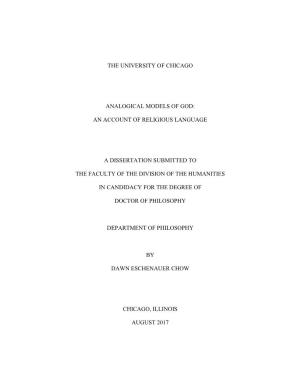 The University of Chicago Analogical Models of God