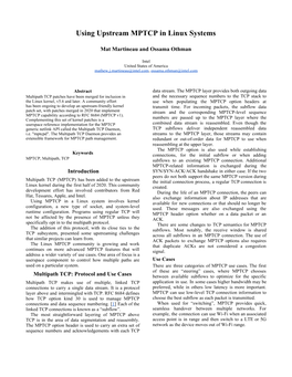 Using Upstream MPTCP in Linux Systems