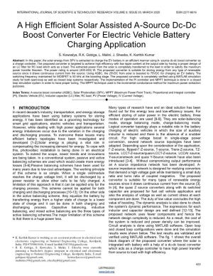 A High Efficient Solar Assisted A-Source Dc-Dc Boost Converter for Electric Vehicle Battery Charging Application