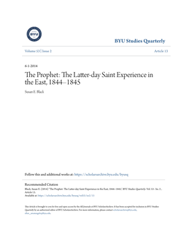 The Latter-Day Saint Experience in the East, 1844–1845 Susan E