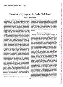 Hereditary Nystagmus in Early Childhood