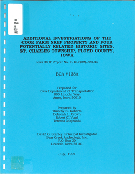 Additional Investigations of the Cook Farm Nrhp Property and Four Potentially Related Historic Sites, St