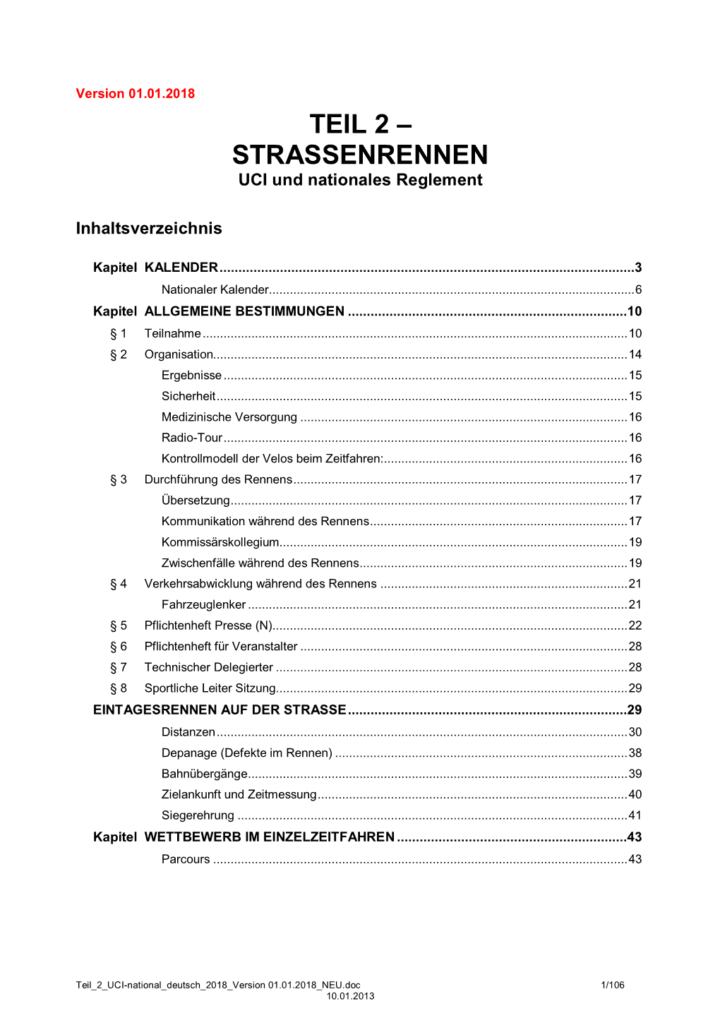 TEIL 2 – STRASSENRENNEN UCI Und Nationales Reglement