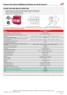 Product Data Sheet: Dehnguard Modular for North America DG MU 3PH 480 4W+G R (908 349)