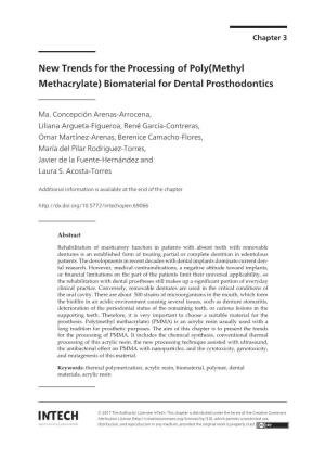 New Trends for the Processing of Poly(Methyl Methacrylate) Biomaterial for Dental Prosthodontics Methacrylate) Biomaterial for Dental Prosthodontics