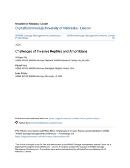 Challenges of Invasive Reptiles and Amphibians