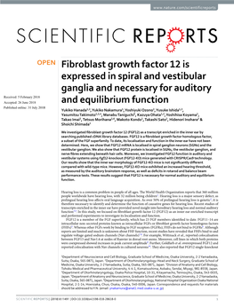 Fibroblast Growth Factor 12 Is Expressed in Spiral and Vestibular