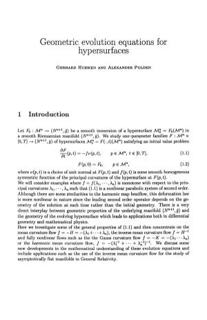 Geometric Evolution Equations for Hypersurfaces