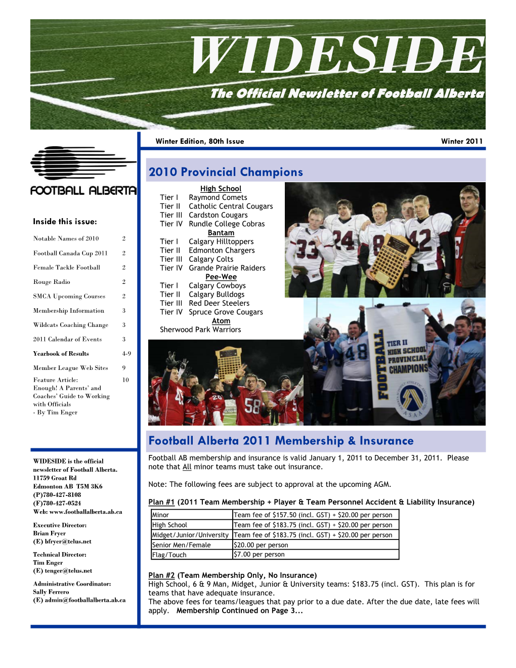 WIDESIDE the Official Newsletter of Football Alberta