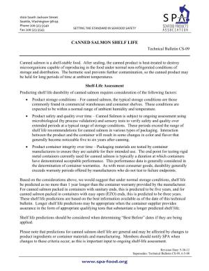 CANNED SALMON SHELF LIFE Technical Bulletin CS-09