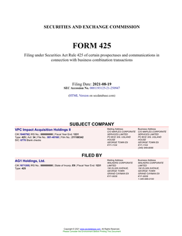VPC Impact Acquisition Holdings II Form 425 Filed 2021-08-19