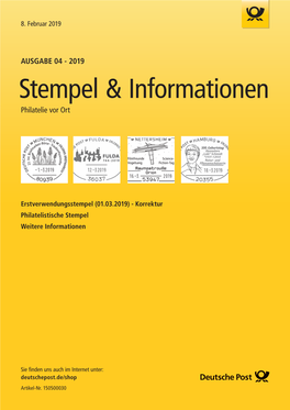 AUSGABE 04 - 2019 Stempel & Informationen Philatelie Vor Ort