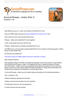 Survival Phrases - Arabic (Part 1) Lessons 1-30