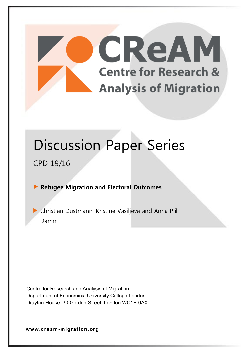 Refugee Migration and Electoral Outcomes