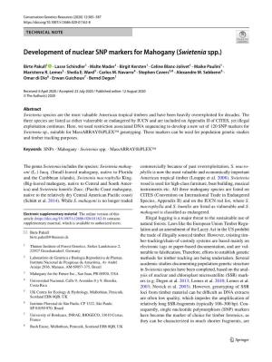 Development of Nuclear SNP Markers for Mahogany (Swietenia Spp.)