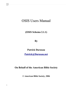 OSIS™ 2.1.1 User's Manual