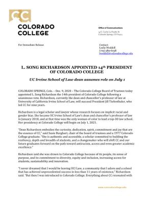 New Colorado College President Named
