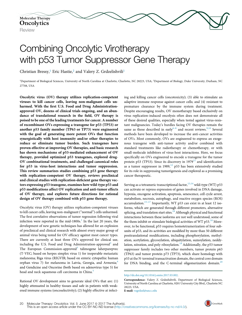 Combining Oncolytic Virotherapy with P53 Tumor Suppressor Gene Therapy