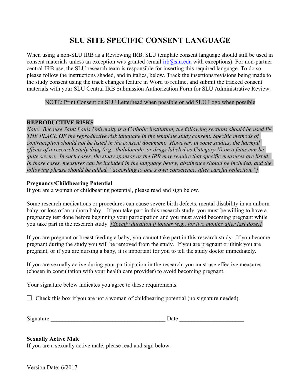 Research Subject Information and Consent Form