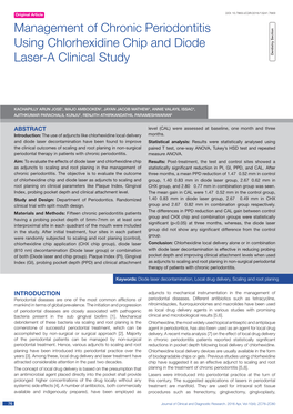 Management of Chronic Periodontitis Using Chlorhexidine Chip and Diode Laser-A Clinical Study Dentistry Section